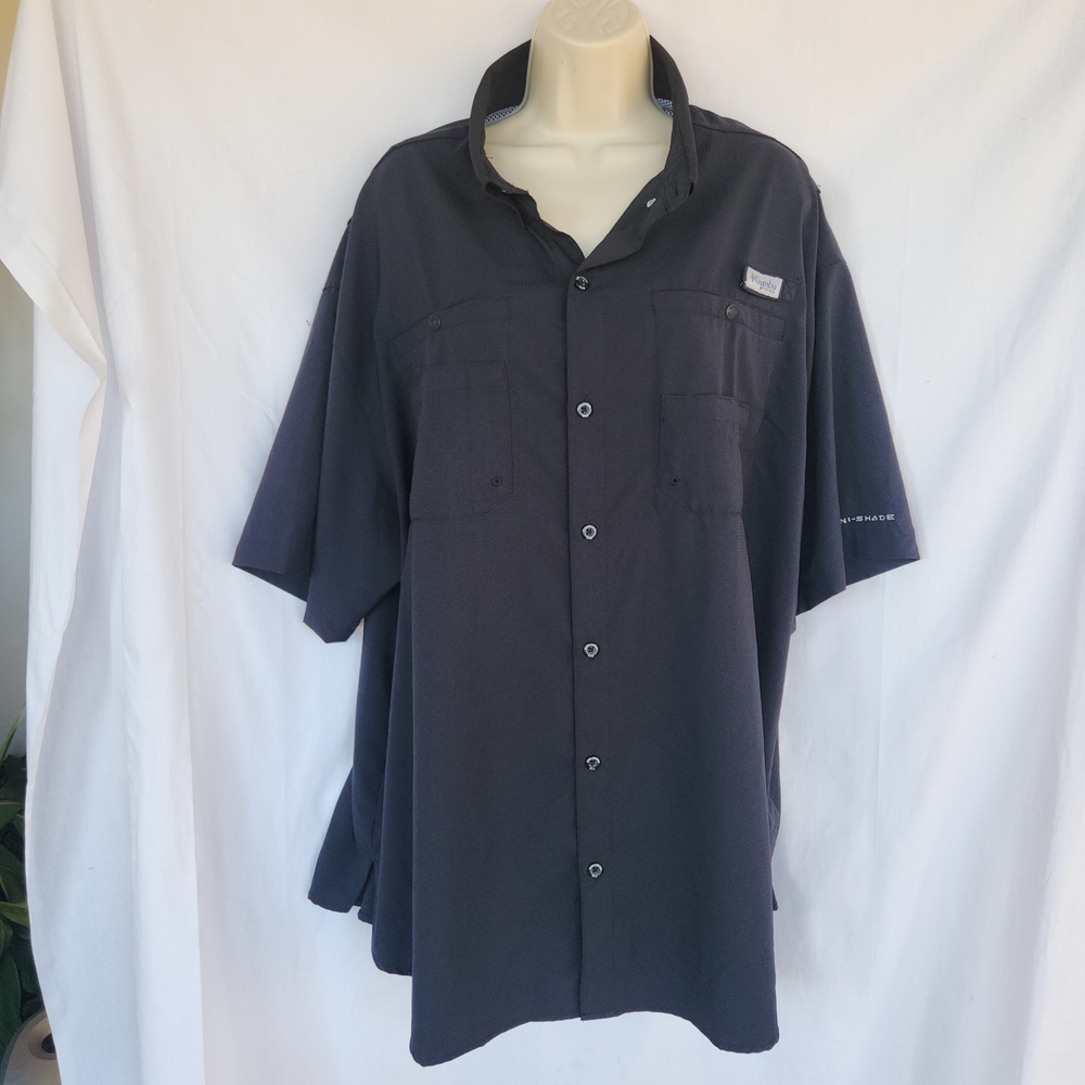 Columbia PFG Black Tamiami Lightweight Breathable Fishing OmniShade Shirt XXL